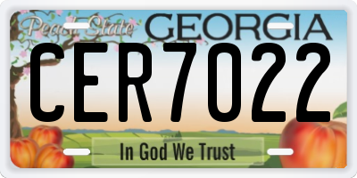GA license plate CER7022