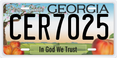 GA license plate CER7025