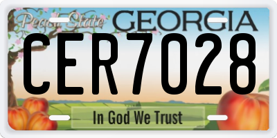 GA license plate CER7028