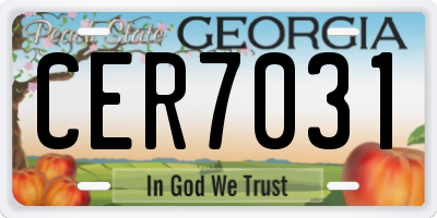 GA license plate CER7031