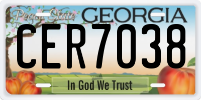 GA license plate CER7038