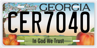 GA license plate CER7040