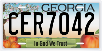 GA license plate CER7042