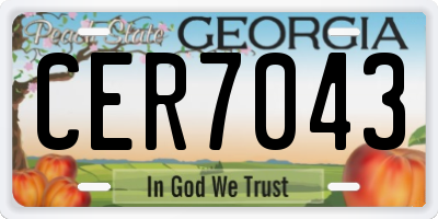GA license plate CER7043