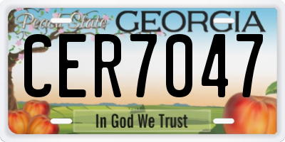 GA license plate CER7047