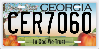 GA license plate CER7060