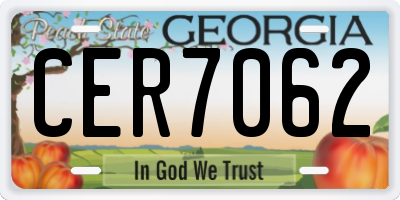 GA license plate CER7062