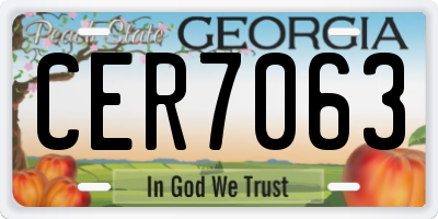 GA license plate CER7063