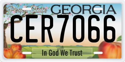 GA license plate CER7066
