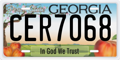 GA license plate CER7068