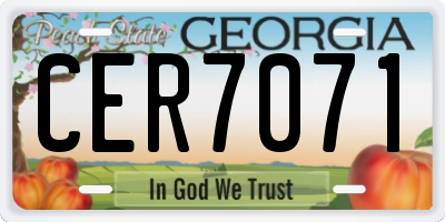GA license plate CER7071