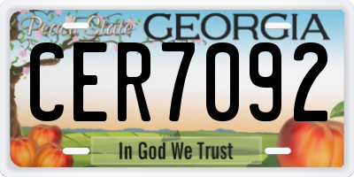 GA license plate CER7092