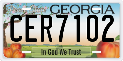 GA license plate CER7102