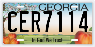 GA license plate CER7114