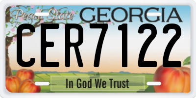 GA license plate CER7122