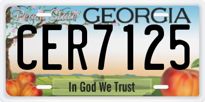 GA license plate CER7125