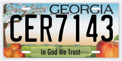 GA license plate CER7143
