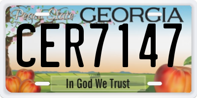 GA license plate CER7147