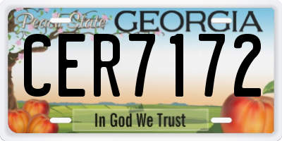 GA license plate CER7172