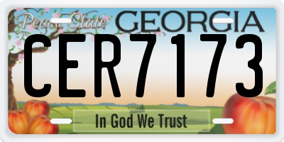 GA license plate CER7173