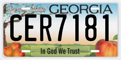 GA license plate CER7181