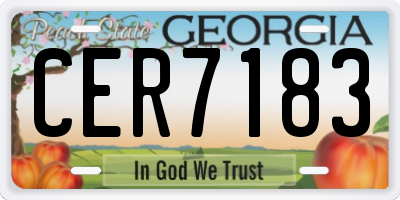 GA license plate CER7183
