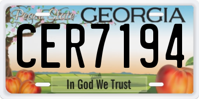 GA license plate CER7194