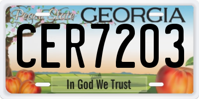 GA license plate CER7203