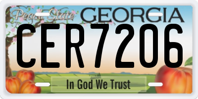 GA license plate CER7206