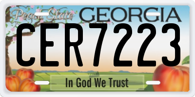 GA license plate CER7223
