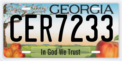 GA license plate CER7233