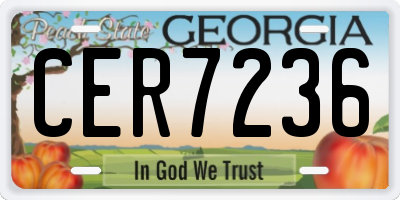 GA license plate CER7236