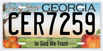 GA license plate CER7259