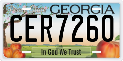 GA license plate CER7260