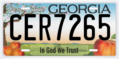 GA license plate CER7265
