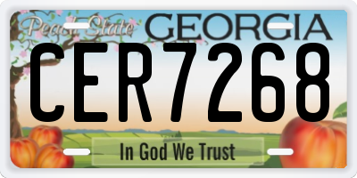 GA license plate CER7268