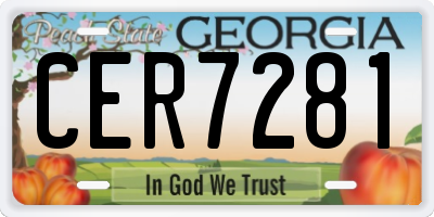 GA license plate CER7281
