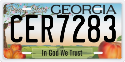 GA license plate CER7283