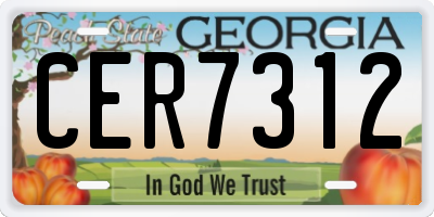 GA license plate CER7312