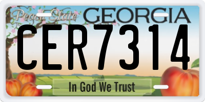 GA license plate CER7314