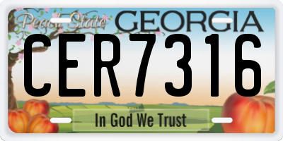 GA license plate CER7316