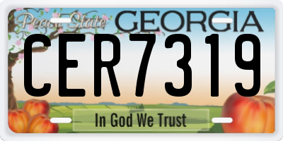 GA license plate CER7319