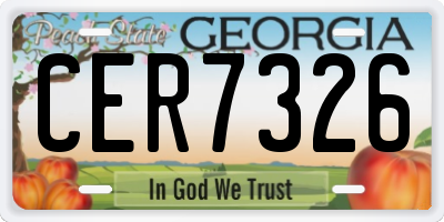 GA license plate CER7326