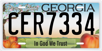 GA license plate CER7334