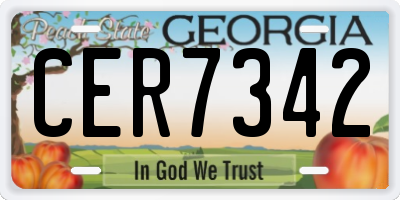GA license plate CER7342