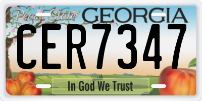 GA license plate CER7347