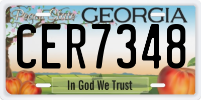 GA license plate CER7348