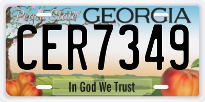 GA license plate CER7349