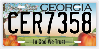 GA license plate CER7358