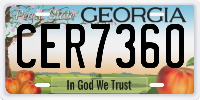 GA license plate CER7360